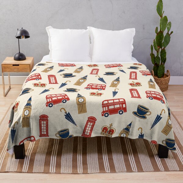 Item preview, London England Pattern, Big Ben Red Bus British Travel Print designed and sold by TM DESIGNS AND MORE.