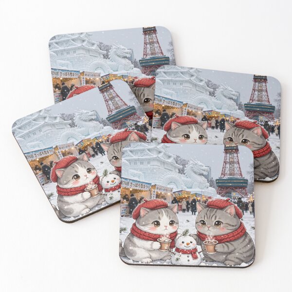 Item preview, Kawaii Cats Winter Sapporo Japan - Freda and Junior Snow Festival designed and sold by MAISON SYLVIE.