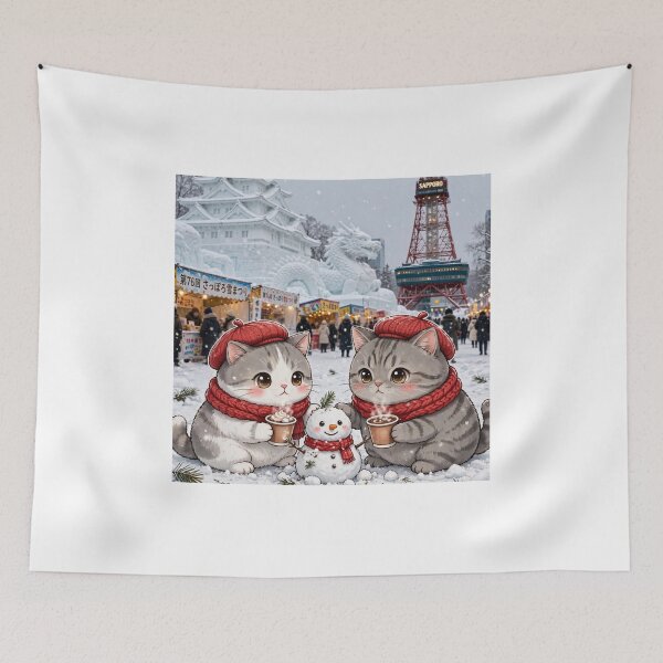 Item preview, Kawaii Cats Winter Sapporo Japan - Freda and Junior Snow Festival designed and sold by MAISON SYLVIE.