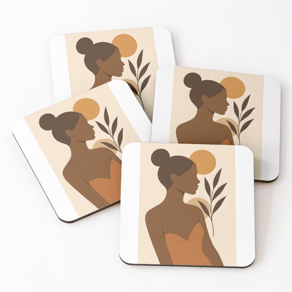 Item preview, Boho Woman Silhouette with Sun and Botanical Leaves, Abstract Feminine Wall Art designed and sold by NarjaShop.
