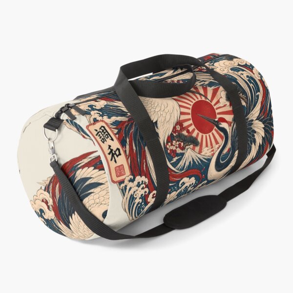 Item preview, Majestic Crane Yin Yang - Vintage Mount Fuji Ukiyo-e Emblem - Oversized - Warm Parchment designed and sold by Rasamore™ Studios | Minimalist Art.