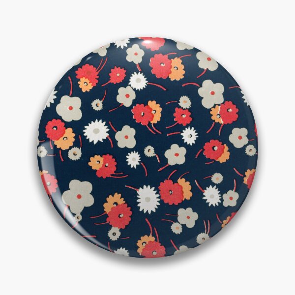 Item preview, Retro Navy Floral Pattern – Red Orange Vintage Ditsy Flowers designed and sold by Good_Things.
