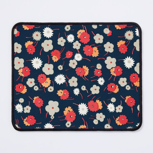 Item preview, Retro Navy Floral Pattern – Red Orange Vintage Ditsy Flowers designed and sold by Good_Things.
