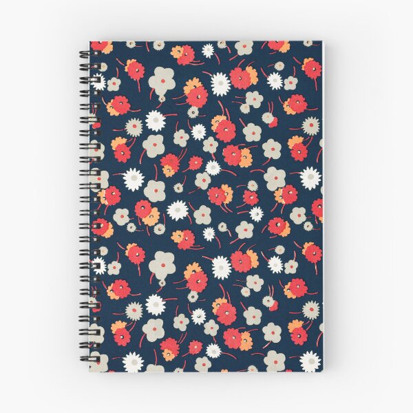 Item preview, Retro Navy Floral Pattern – Red Orange Vintage Ditsy Flowers designed and sold by Good_Things.