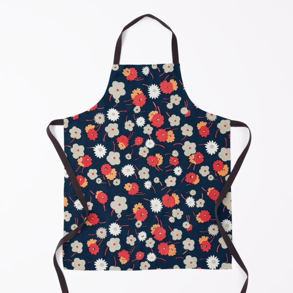 Item preview, Retro Navy Floral Pattern – Red Orange Vintage Ditsy Flowers designed and sold by Good_Things.