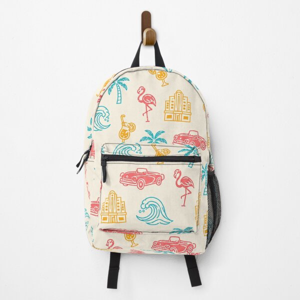 Item preview, Miami Beach Pattern, Flamingo Palm Tree Retro Vacation Print designed and sold by TM DESIGNS AND MORE.