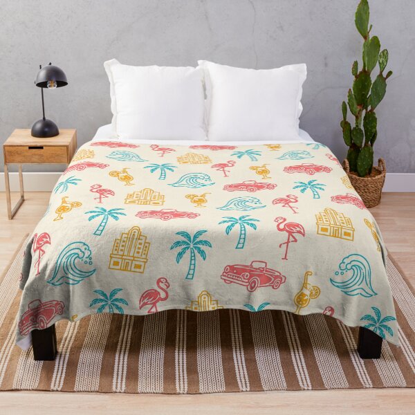 Item preview, Miami Beach Pattern, Flamingo Palm Tree Retro Vacation Print designed and sold by TM DESIGNS AND MORE.