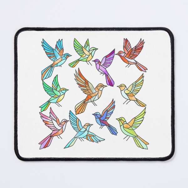 Item preview, Stained Glass Flying Birds Pattern (Colorful Mosaic Nature Art) designed and sold by NataliRubchik.