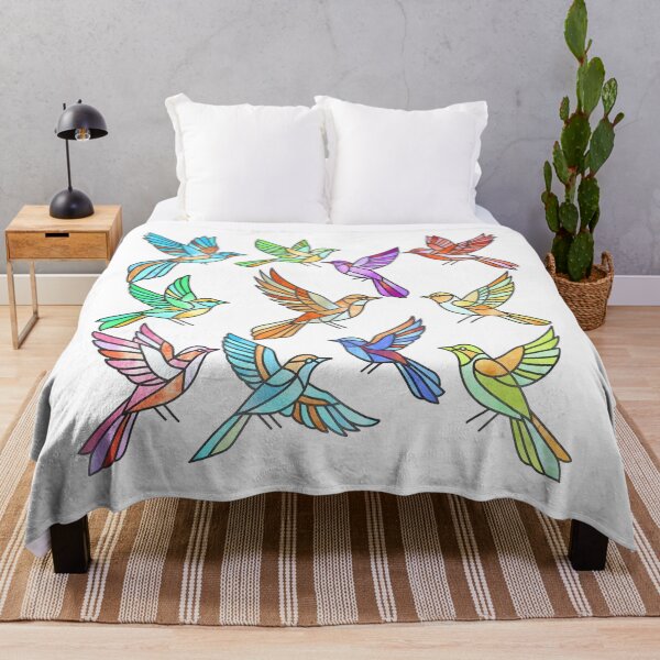 Item preview, Stained Glass Flying Birds Pattern (Colorful Mosaic Nature Art) designed and sold by NataliRubchik.