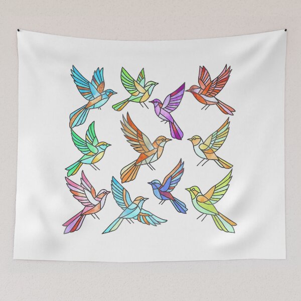 Item preview, Stained Glass Flying Birds Pattern (Colorful Mosaic Nature Art) designed and sold by NataliRubchik.