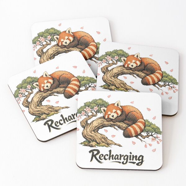Item preview, Recharging Sleeping Red Panda Cherry Blossom designed and sold by Art JSMY.