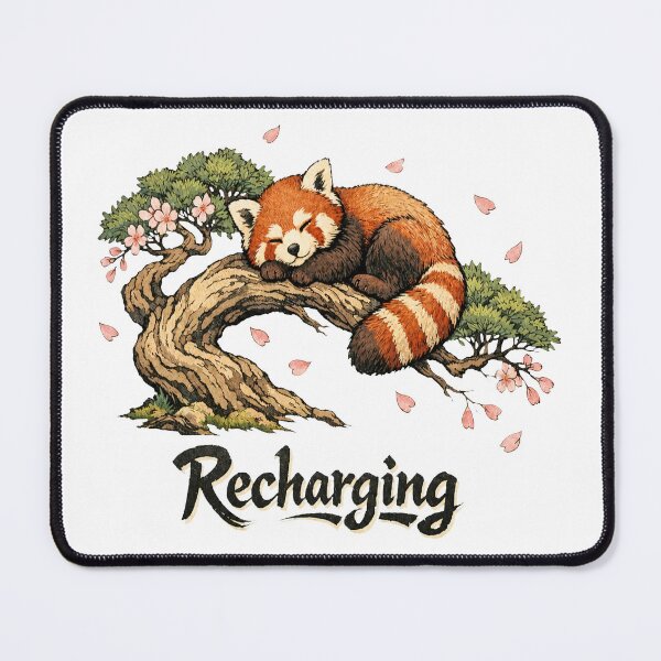 Item preview, Recharging Sleeping Red Panda Cherry Blossom designed and sold by Art JSMY.