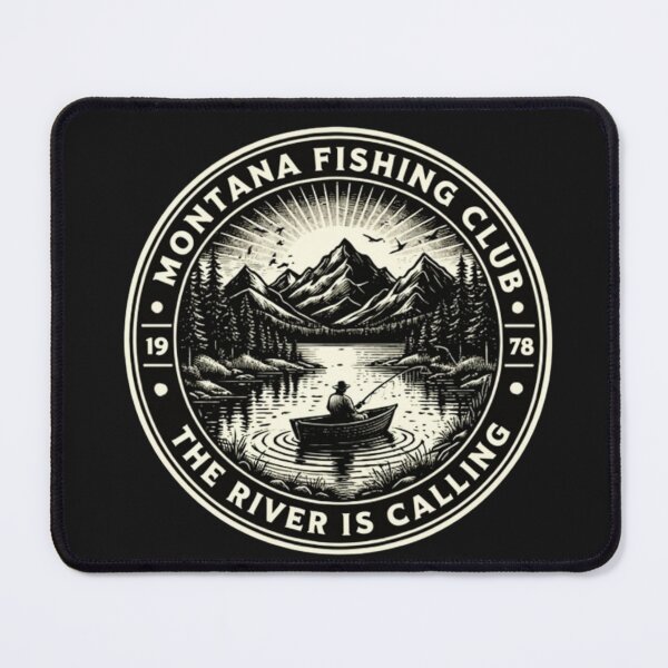 Item preview, Montana fishing club emblem with mountains and river designed and sold by Rue Design Company.