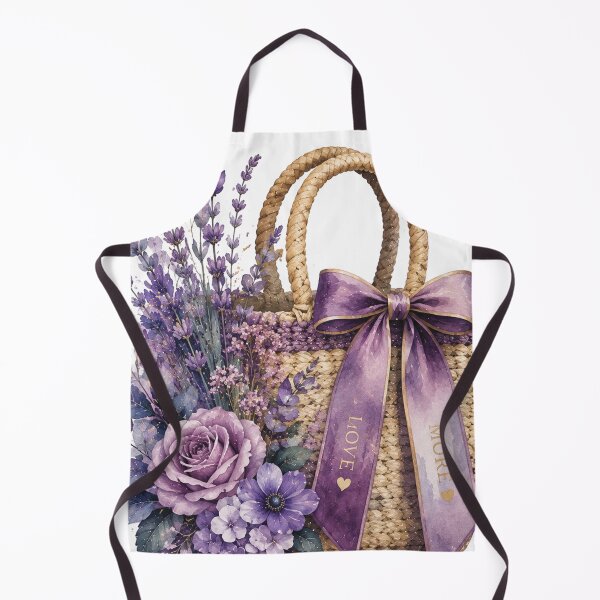 Item preview, Lavender Flower Basket with Purple Roses – Romantic Watercolor Floral Tote with Love More Bow, Cottagecore Botanical Garden and Feminine Gift Design designed and sold by Gold Turtle Lina.