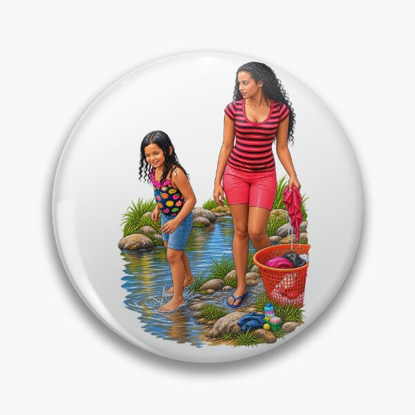 Item preview, Sister by the River Sisters on a Summer Laundry Day Nature Sisters Scene  designed and sold by LC&LCPlatform.