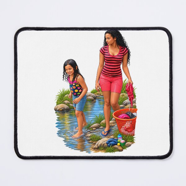 Item preview, Sister by the River Sisters on a Summer Laundry Day Nature Sisters Scene designed and sold by LC&LCPlatform.