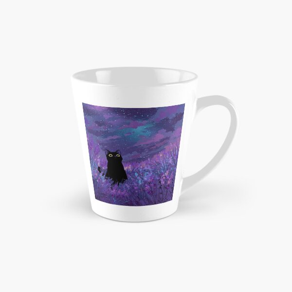 Item preview, Black Cat in Lavender Field Starry Night Sky Aesthetic designed and sold by JossDesign15.