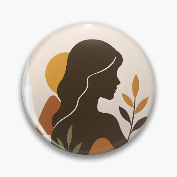 Item preview, Boho Woman Silhouette with Sun and Botanical Leaves, Abstract Feminine Wall Art designed and sold by NarjaShop.