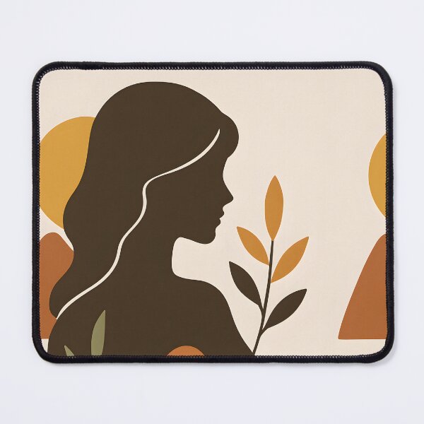 Item preview, Boho Woman Silhouette with Sun and Botanical Leaves, Abstract Feminine Wall Art designed and sold by NarjaShop.