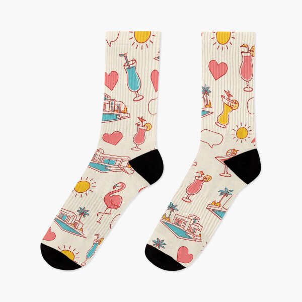 Item preview, Palm Springs Flamingo Pattern, Poolside Cocktail Retro Print designed and sold by TM DESIGNS AND MORE.
