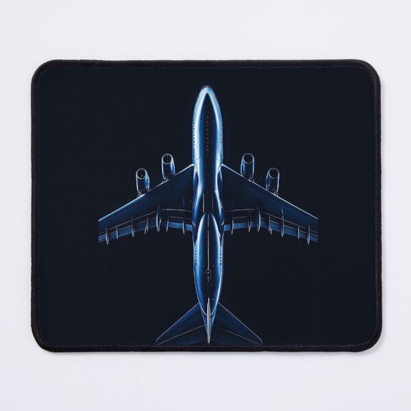 Item preview, Blue-lit widebody jet airplane viewed from above designed and sold by Rue Design Company.
