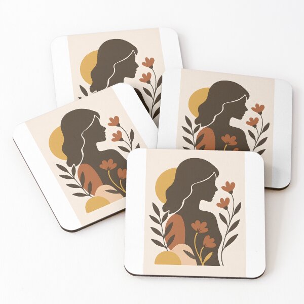 Item preview, Copy of Boho Woman Silhouette with Sun and Botanical Leaves, Abstract Feminine Wall Art designed and sold by NarjaShop.