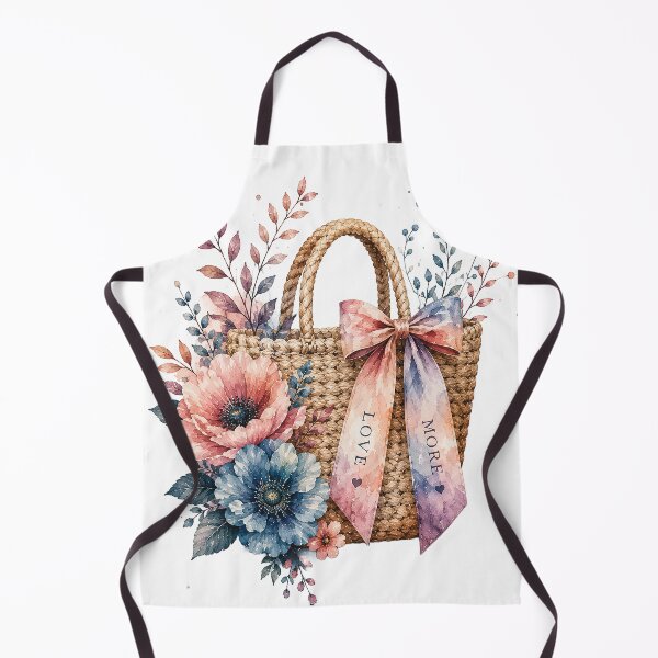 Item preview, Pastel Watercolor Flower Basket with Love More Bow – Romantic Pink and Blue Floral Tote, Cottagecore Botanical Garden and Feminine Spring Gift Design designed and sold by Gold Turtle Lina.