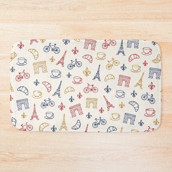 Item preview, Paris France Pattern, Eiffel Tower Croissant Travel Print Art designed and sold by TM DESIGNS AND MORE.