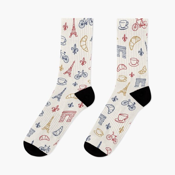 Item preview, Paris France Pattern, Eiffel Tower Croissant Travel Print Art designed and sold by TM DESIGNS AND MORE.