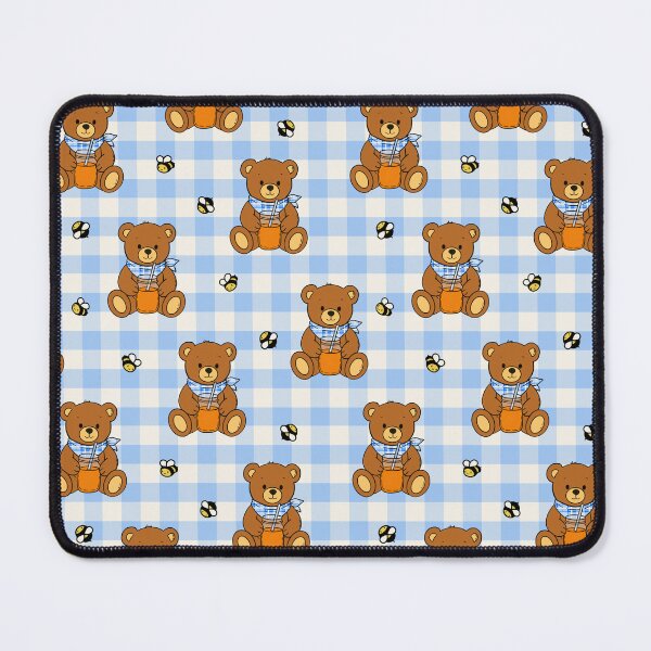 Item preview, Honey Bear Picnic Gingham Pattern Blue designed and sold by CI Creative Design LLC.