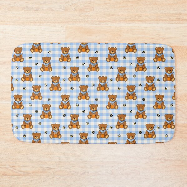Item preview, Honey Bear Picnic Gingham Pattern Blue designed and sold by CI Creative Design LLC.
