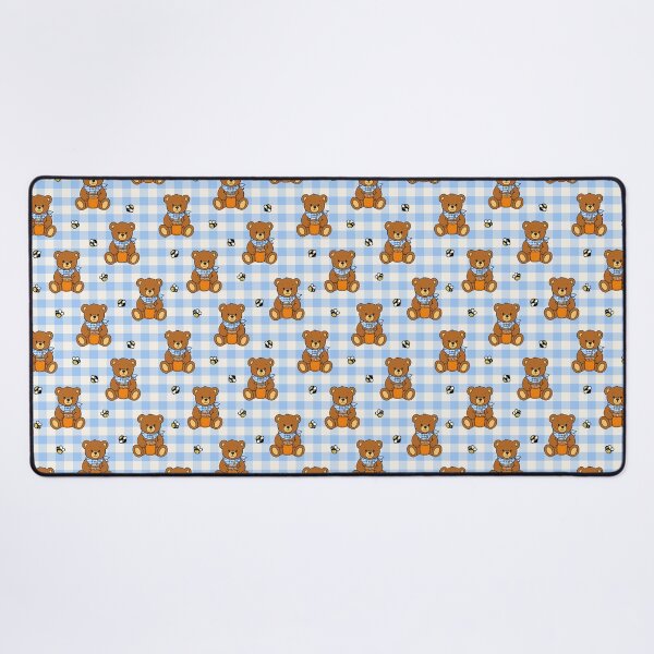Item preview, Honey Bear Picnic Gingham Pattern Blue designed and sold by CI Creative Design LLC.