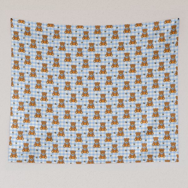 Item preview, Honey Bear Picnic Gingham Pattern Blue designed and sold by CI Creative Design LLC.