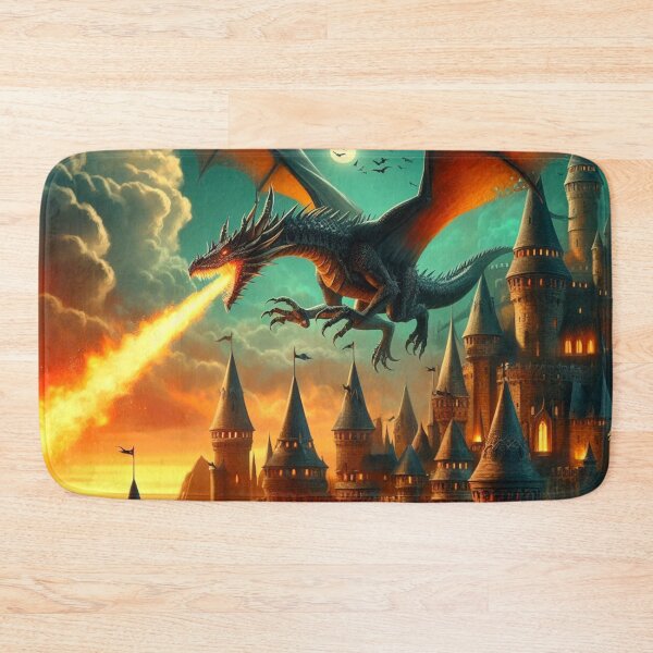 Item preview, Dragon above the castle. designed and sold by MyHappyArtShop.