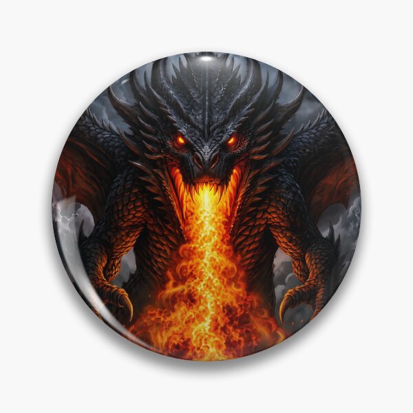 Item preview, Black Fire Dragon Art | Dark Fantasy Dragon Breathing Fire | Epic Dragon Wall Art designed and sold by GarnerSupplyCo.