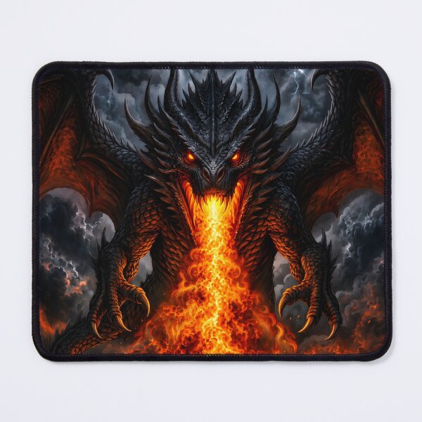 Item preview, Black Fire Dragon Art | Dark Fantasy Dragon Breathing Fire | Epic Dragon Wall Art designed and sold by GarnerSupplyCo.