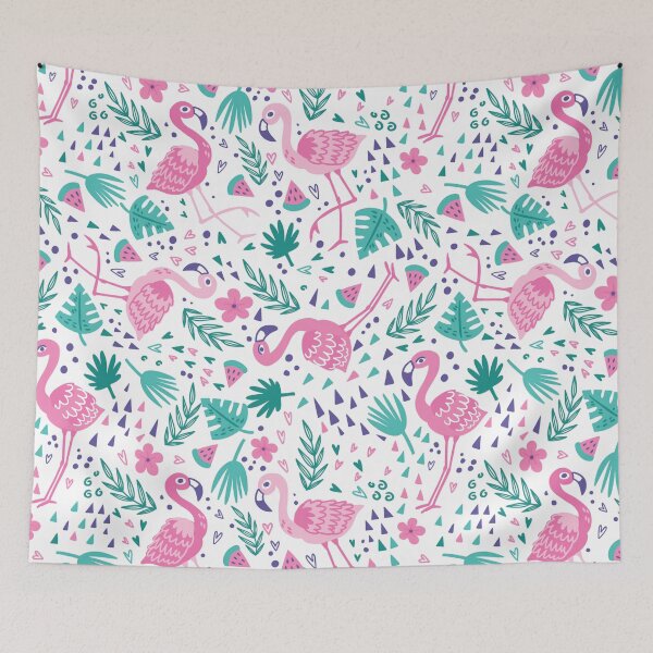 Item preview, Flamingo and Leaves designed and sold by Crinkl.