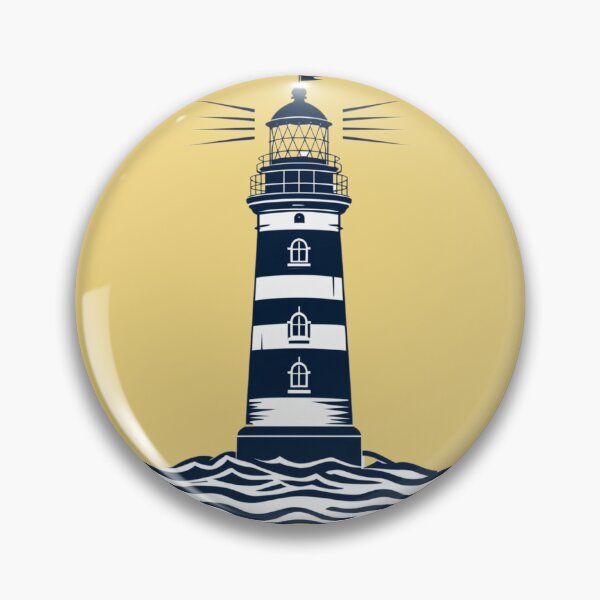 Item preview, Nautical lighthouse beacon standing above ocean waves designed and sold by Rue Design Company.