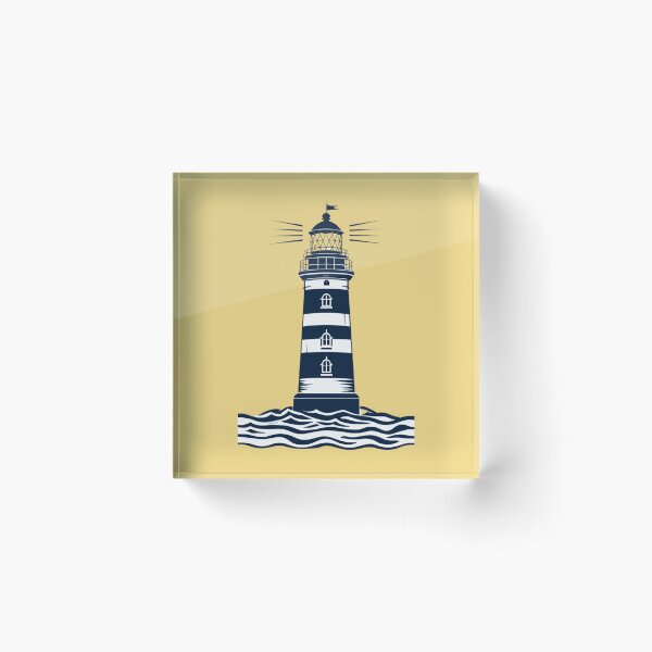 Item preview, Nautical lighthouse beacon standing above ocean waves designed and sold by Rue Design Company.