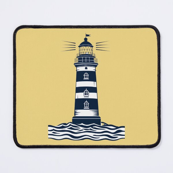 Item preview, Nautical lighthouse beacon standing above ocean waves designed and sold by Rue Design Company.