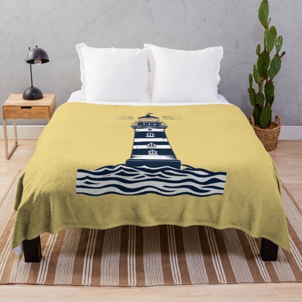 Item preview, Nautical lighthouse beacon standing above ocean waves designed and sold by Rue Design Company.