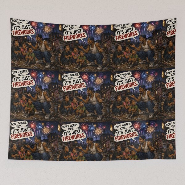 Item preview, It’s Just Fireworks – Funny Ghetto Neighbourhood Humor designed and sold by Hornace88studio.