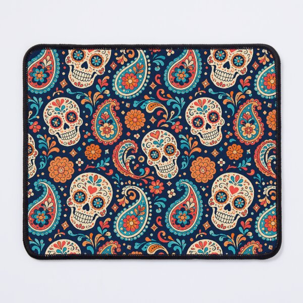 Item preview, Sugar Skull Paisley Pattern, Day of the Dead Floral Print Art designed and sold by TM DESIGNS AND MORE.