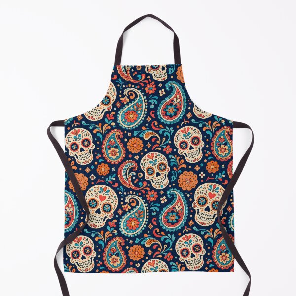 Item preview, Sugar Skull Paisley Pattern, Day of the Dead Floral Print Art designed and sold by TM DESIGNS AND MORE.
