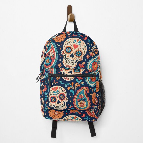 Item preview, Sugar Skull Paisley Pattern, Day of the Dead Floral Print Art designed and sold by TM DESIGNS AND MORE.