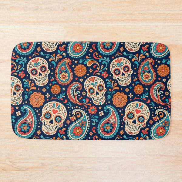 Item preview, Sugar Skull Paisley Pattern, Day of the Dead Floral Print Art designed and sold by TM DESIGNS AND MORE.
