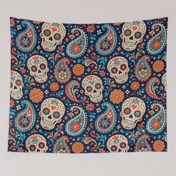 Item preview, Sugar Skull Paisley Pattern, Day of the Dead Floral Print Art designed and sold by TM DESIGNS AND MORE.