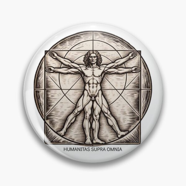 Item preview, Vitruvian Man Woodcut - HUMANITAS SUPRA OMNIA designed and sold by Neurospicy Trolls.