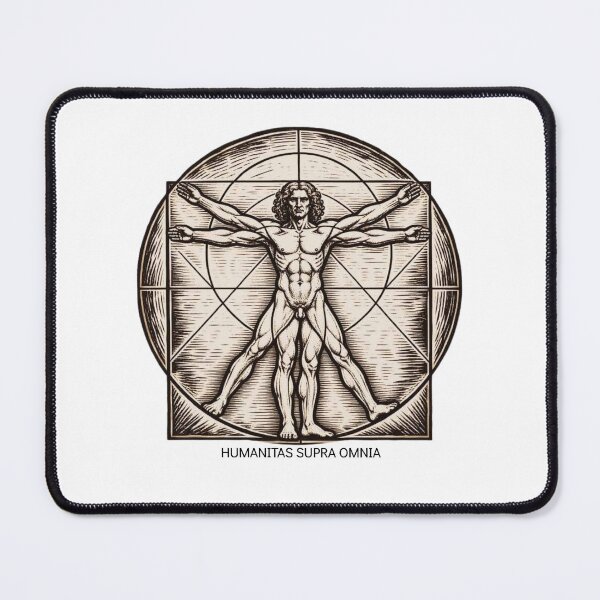 Item preview, Vitruvian Man Woodcut - HUMANITAS SUPRA OMNIA designed and sold by Neurospicy Trolls.
