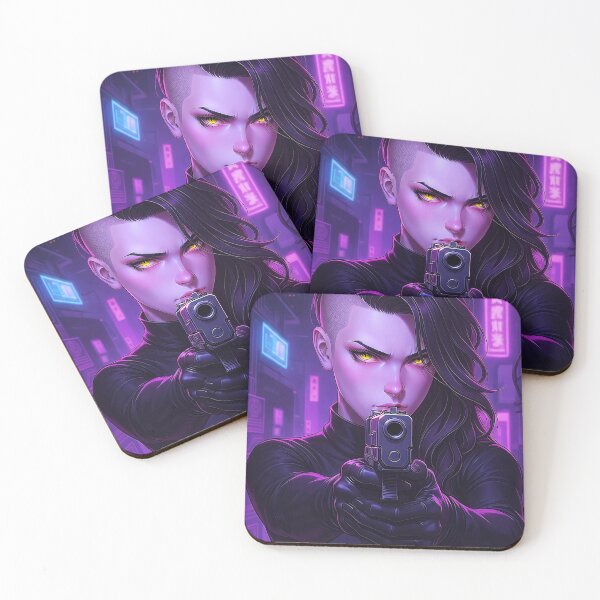 Item preview, Front-Facing Cyberpunk Assassin Aiming A Weapon designed and sold by abanoubnabil.